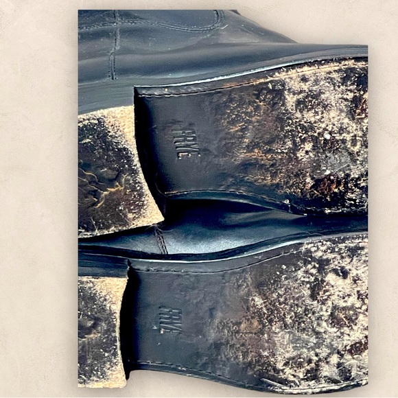 Frye Jayden Tall Button Riding Equestrian boots Black and cognac Extended Calf - Picture 10 of 14